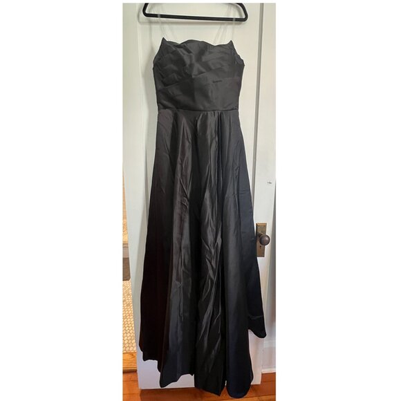 Women's Strapless Satin Dress - Lace Up Back - Picture 5 of 6